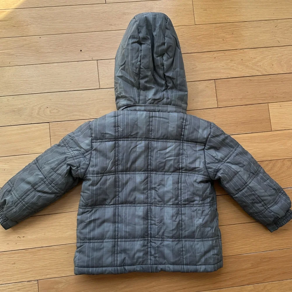Snozu Gray Plaid Puffer Jacket with Hood